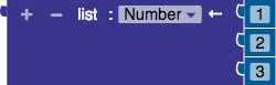 Block that adds three external value inputs and has plus and minus buttons to add or remove inputs.